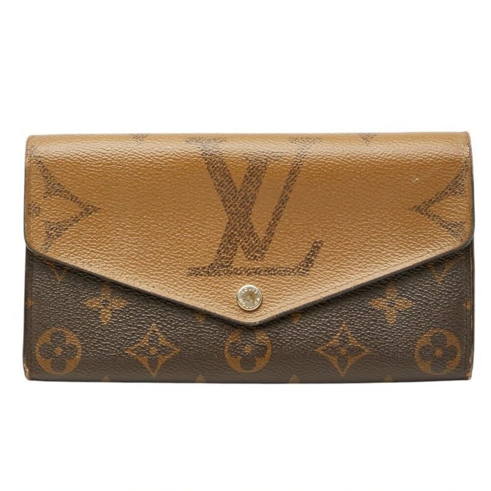 Louis Vuitton Monogram Giant Reverse Portefeuille Sarah Long Wallet Brown